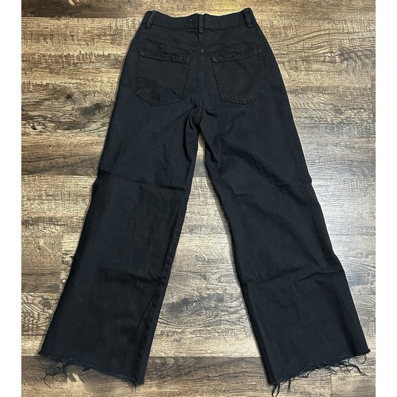 PacSun Women's Ultra High Rise Slim Jeans Size 24‎ Black Distressed Button Fly - Picture 3 of 14